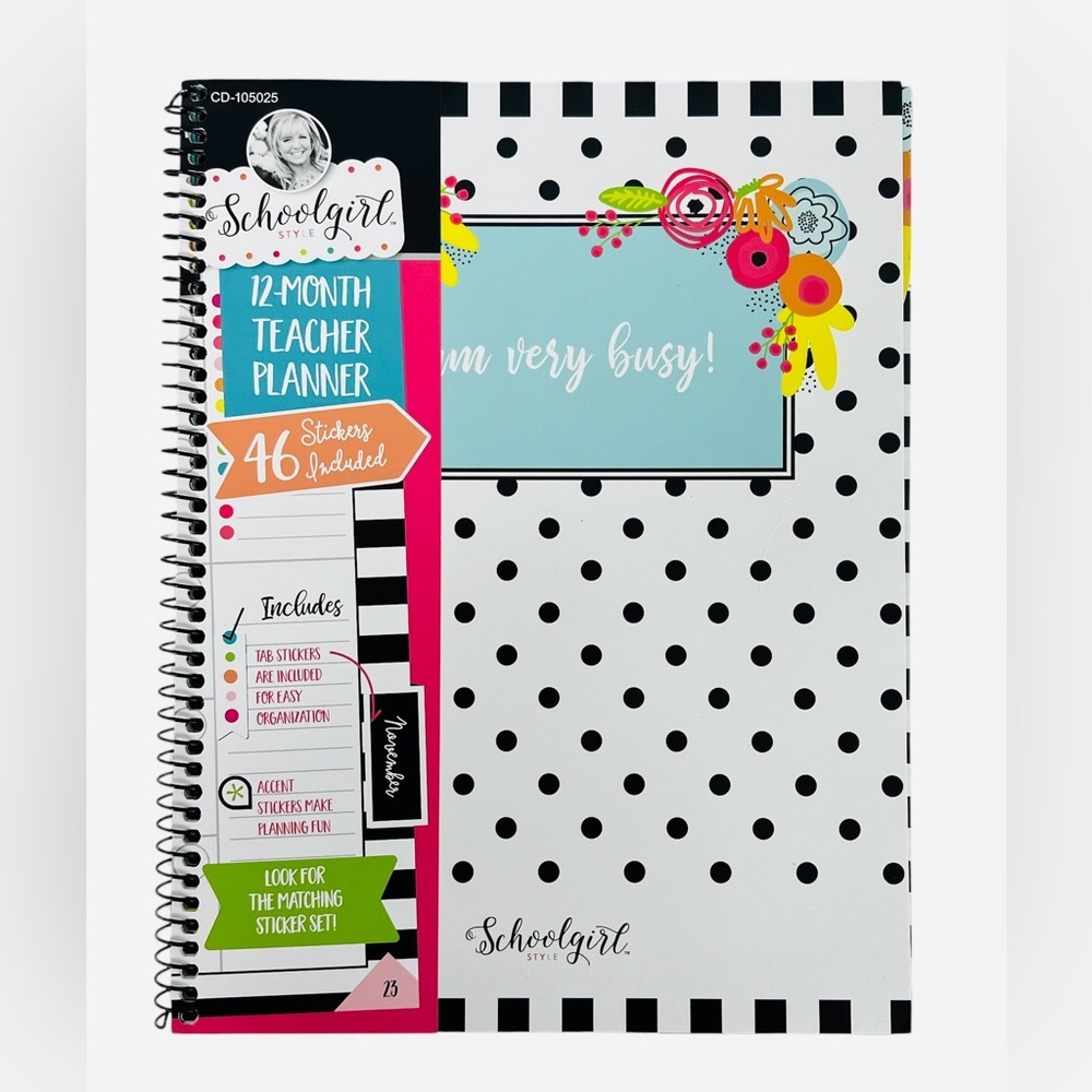 Schoolgirl Style Simply Stylish Tropical Teacher Planner, 8" x 11" w/Stickers
